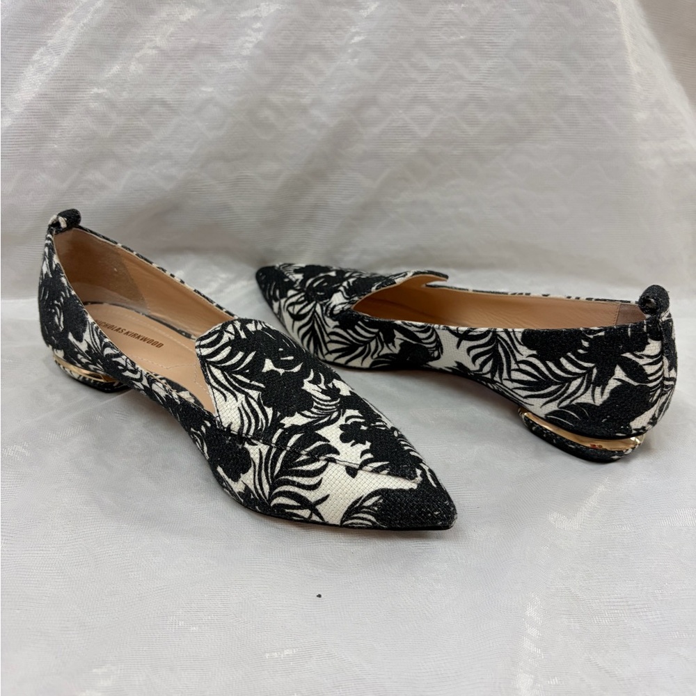 Nicholas Kirkwood Black and White Leaf Loafers